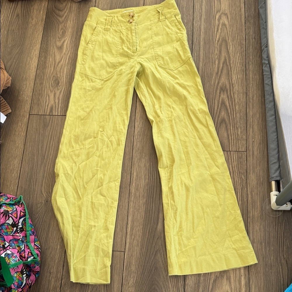 Anthropologie Maeve Chartreuse Trousers